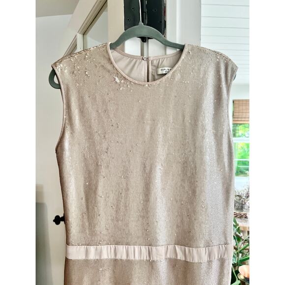 Halston Sequin Shift Dress – Blush Pink, Size 6 - Picture 4 of 7